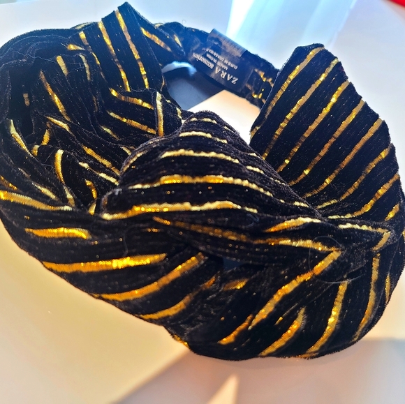 Zara black and gold turban head band - Picture 1 of 1